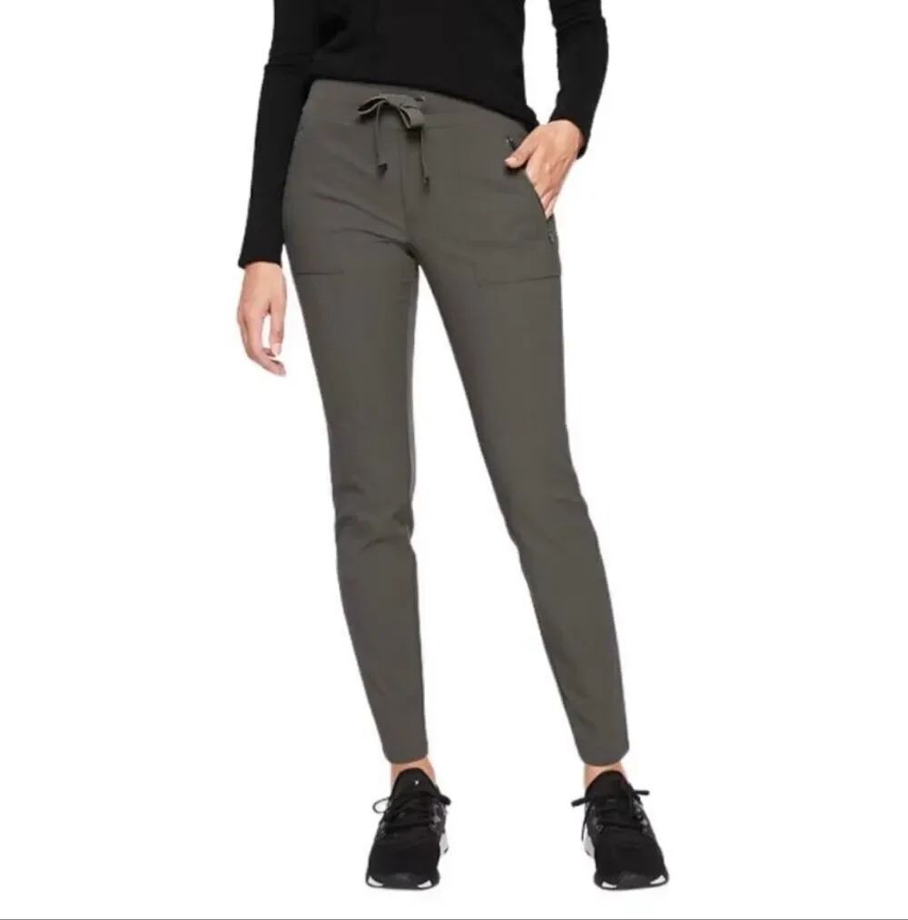 Athleta Headlands Hybrid Skinny Slim Pants Gray Drawstring Waistband Gorpcore 4